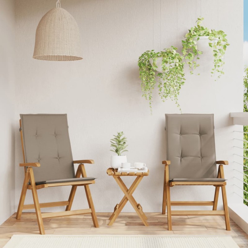 vidaXL Sedie da Giardino Reclinabili con Cuscini 2 pz in Legno di Teak vidaXL Sedie da Giardino Reclinabili con Cuscini 2 pz in Legno di Teak