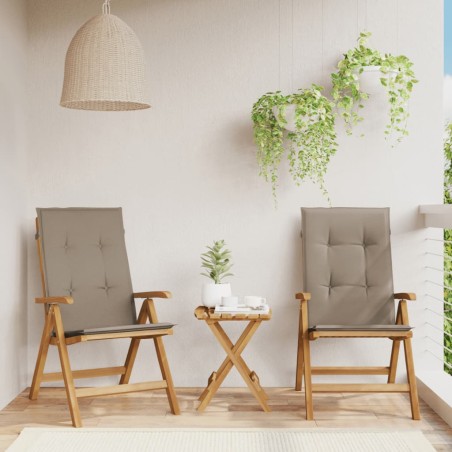 vidaXL Sedie da Giardino Reclinabili con Cuscini 2 pz in Legno di Teak