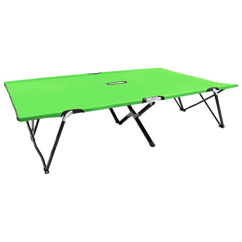 vidaXL Lettino Prendisole Pieghevole per 2 Persone Verde in Acciaio vidaXL Lettino Prendisole Pieghevole per 2 Persone Verde in Acciaio