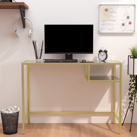 vidaXL Scrivania per Computer Marmo Nero 100x36x74 cm Vetro Temperato