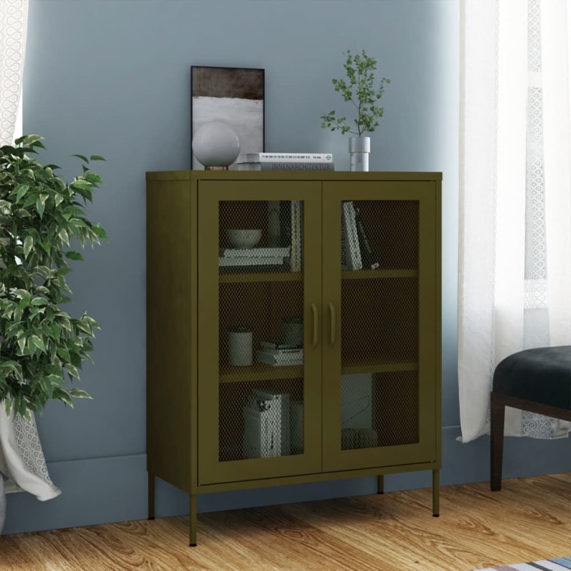 vidaXL Armadietto Verde Oliva 80x35x101,5 cm in Acciaio vidaXL Armadietto Verde Oliva 80x35x101,5 cm in Acciaio