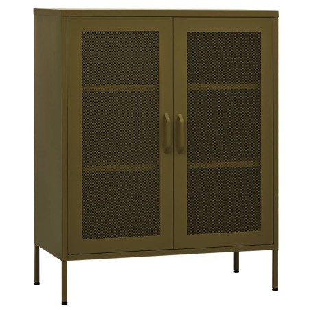 vidaXL Armadietto Verde Oliva 80x35x101,5 cm in Acciaio