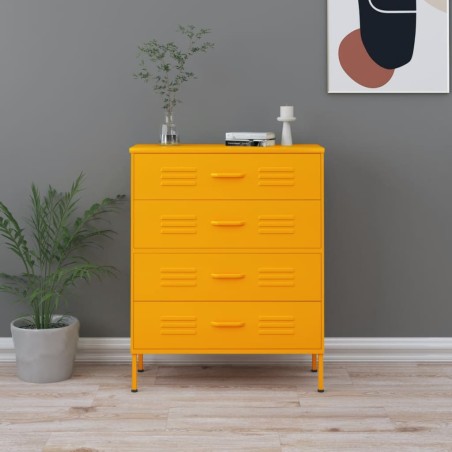 vidaXL Cassettiera Giallo Senape 80x35x101,5 cm in Acciaio
