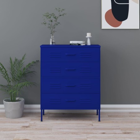 vidaXL Cassettiera Blu Marino 80x35x101,5 cm in Acciaio