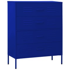 vidaXL Cassettiera Blu Marino 80x35x101,5 cm in Acciaio