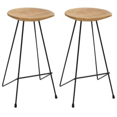 vidaXL Sgabelli da Bar 2 pz in Legno Massello di Teak