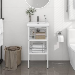 vidaXL Struttura per Lavabo da Bagno Bianca 40x38x83 cm in Ferro