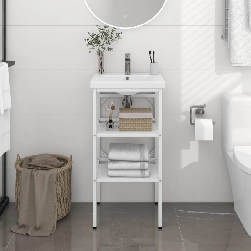 vidaXL Struttura per Lavabo da Bagno Bianca 40x38x83 cm in Ferro