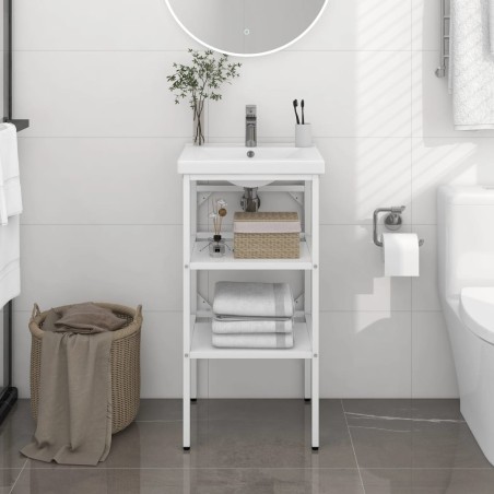 vidaXL Struttura per Lavabo da Bagno Bianca 40x38x83 cm in Ferro