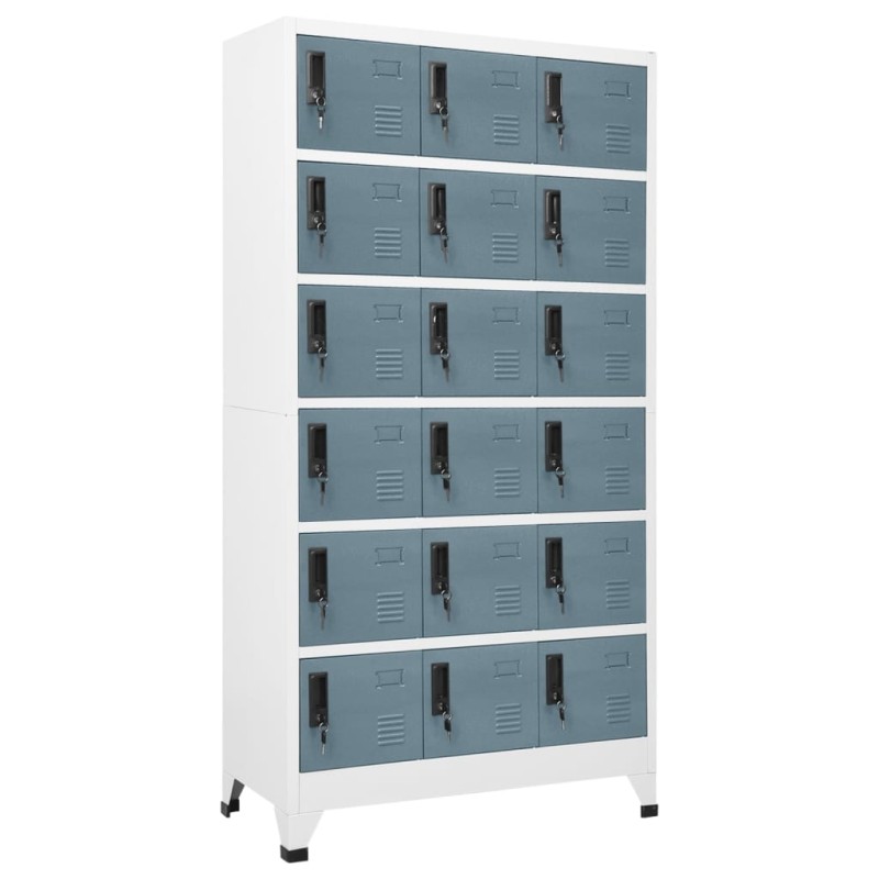 vidaXL Armadietto con Chiave Grigio Chiaro e Scuro 90x40x180cm Acciaio vidaXL Armadietto con Chiave Grigio Chiaro e Scuro 90x40x180cm Acciaio