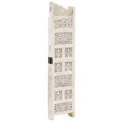 vidaXL Divisorio 4 Pannelli Intagliato Bianco 160x165cm Mango Massello