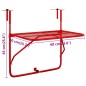 vidaXL Tavolo da Balcone Rosso 60x40 cm in Acciaio vidaXL Tavolo da Balcone Rosso 60x40 cm in Acciaio