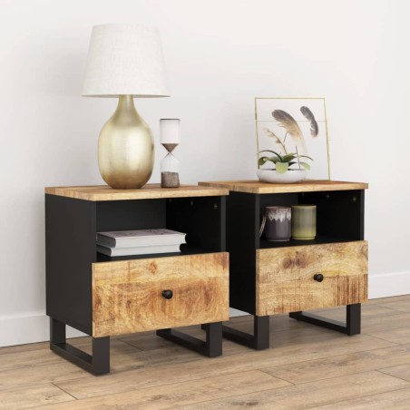 vidaXL Comodini 2pz in Legno Massello di Mango e Legno Multistrato