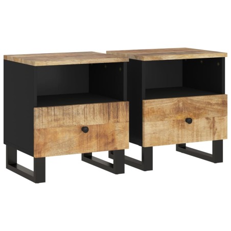 vidaXL Comodini 2pz in Legno Massello di Mango e Legno Multistrato