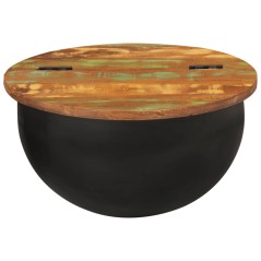 vidaXL Tavolino da Salotto Nero 50x27 cm in Legno Massello di Recupero