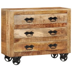 vidaXL Credenza con 3 Cassetti 80x30x65 cm Legno Grezzo Massello Mango