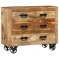 vidaXL Credenza con 3 Cassetti 80x30x65 cm Legno Grezzo Massello Mango