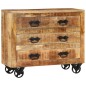 vidaXL Credenza con 3 Cassetti 80x30x65 cm Legno Grezzo Massello Mango