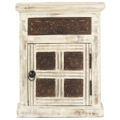 vidaXL Comodino Bianco 40x30x50 cm in Legno Massello di Mango