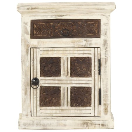 vidaXL Comodino Bianco 40x30x50 cm in Legno Massello di Mango