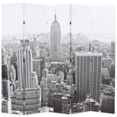vidaXL Paravento Pieghevole 200x170 cm Stampa New York Bianco e Nero