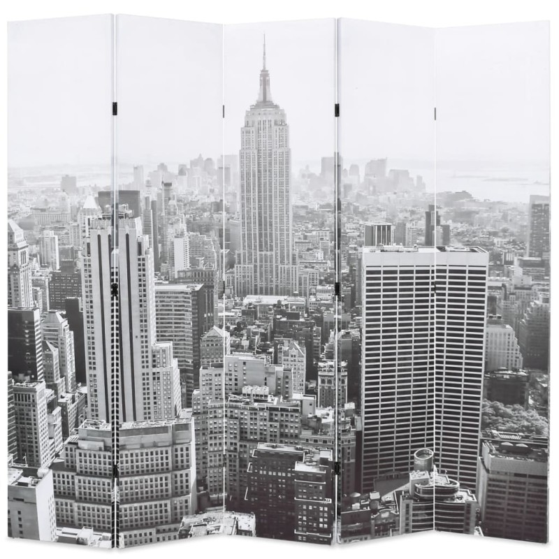 vidaXL Paravento Pieghevole 200x170 cm Stampa New York Bianco e Nero vidaXL Paravento Pieghevole 200x170 cm Stampa New York Bianco e Nero