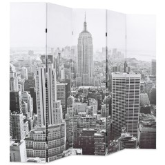 vidaXL Paravento Pieghevole 200x170 cm Stampa New York Bianco e Nero