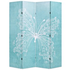 vidaXL Paravento Pieghevole 160x170 cm Stampa Farfalla Blu