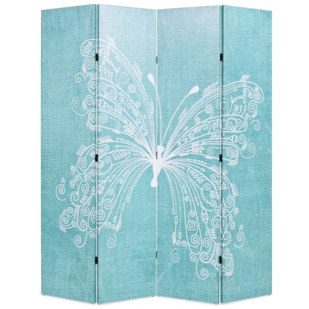 vidaXL Paravento Pieghevole 160x170 cm Stampa Farfalla Blu