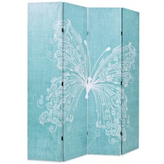 vidaXL Paravento Pieghevole 160x170 cm Stampa Farfalla Blu