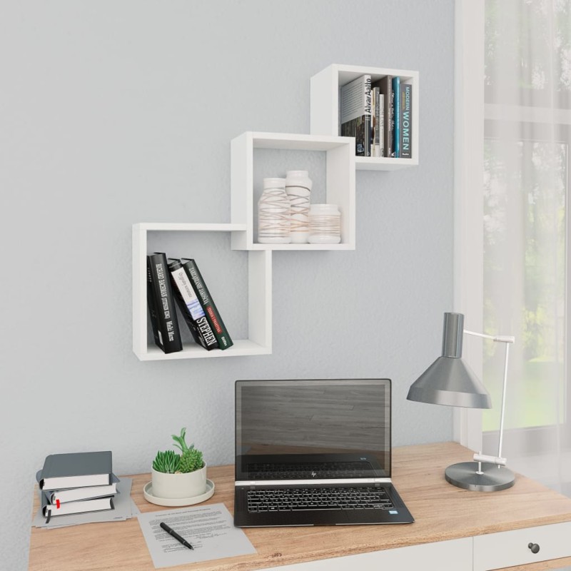 vidaXL Mensole a Muro Cubiche Bianche 68x15x68 cm Legno Multistrato vidaXL Mensole a Muro Cubiche Bianche 68x15x68 cm Legno Multistrato