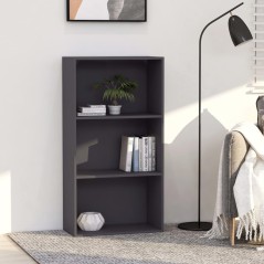 vidaXL Libreria a 3 Ripiani Grigia 60x30x114 cm in Legno Multistrato
