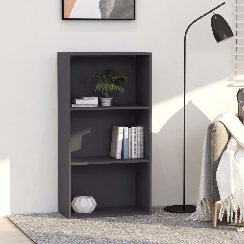 vidaXL Libreria a 3 Ripiani Grigia 60x30x114 cm in Legno Multistrato vidaXL Libreria a 3 Ripiani Grigia 60x30x114 cm in Legno Multistrato