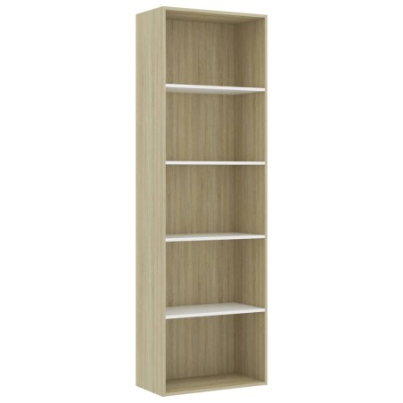 vidaXL Libreria 5 Ripiani Bianco Rovere Sonoma 60x30x189cm Multistrato
