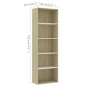 vidaXL Libreria 5 Ripiani Bianco Rovere Sonoma 60x30x189cm Multistrato vidaXL Libreria 5 Ripiani Bianco Rovere Sonoma 60x30x189cm Multistrato