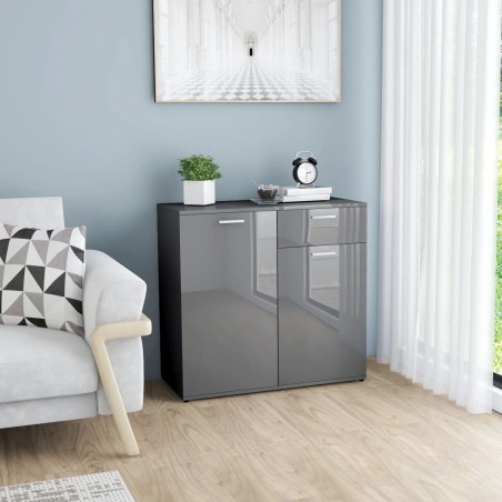 vidaXL Credenza Grigio Lucido 80x36x75 cm in Legno Multistrato