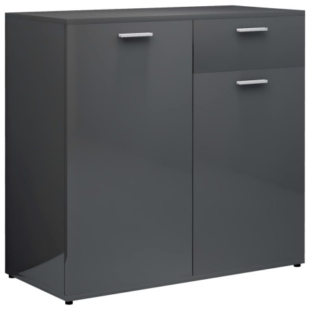 vidaXL Credenza Grigio Lucido 80x36x75 cm in Legno Multistrato