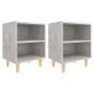 vidaXL Comodini Gambe in Legno Massello 2pz Grigio Cemento 40x30x50 cm vidaXL Comodini Gambe in Legno Massello 2pz Grigio Cemento 40x30x50 cm