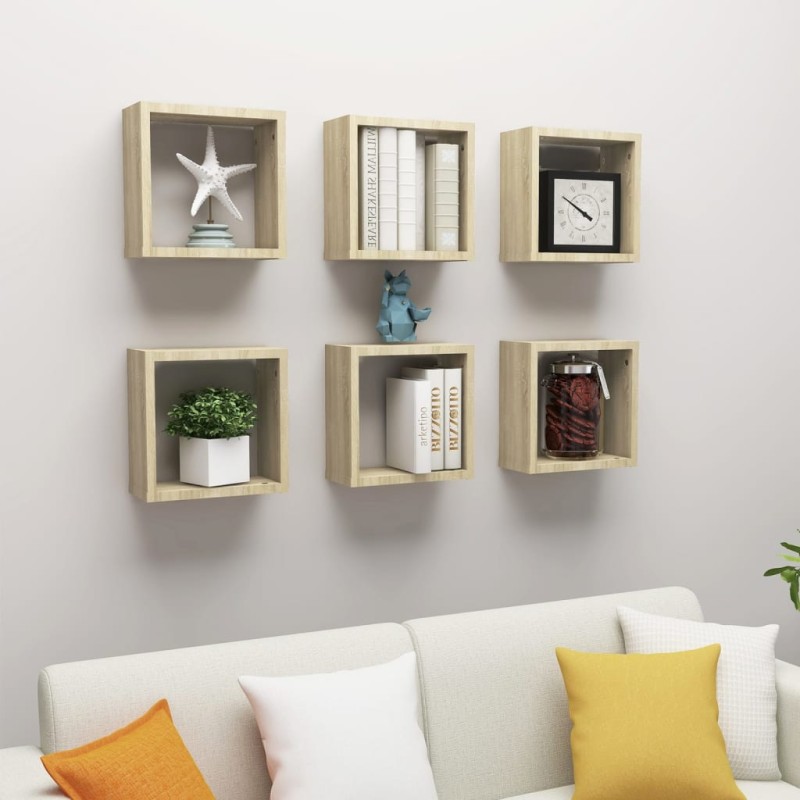 vidaXL Mensole a Cubo 6 pz Rovere Sonoma 30x15x30 cm vidaXL Mensole a Cubo 6 pz Rovere Sonoma 30x15x30 cm
