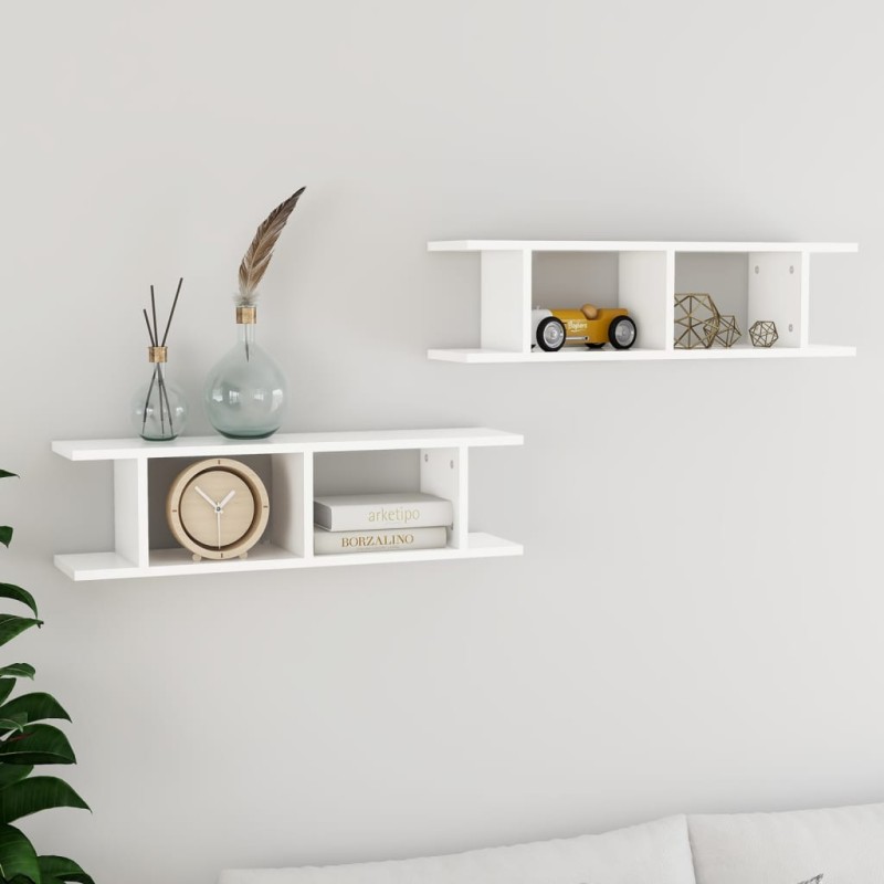 vidaXL Mensole a Parete 2 pz Bianco 75x18x20 cm in Multistrato vidaXL Mensole a Parete 2 pz Bianco 75x18x20 cm in Multistrato