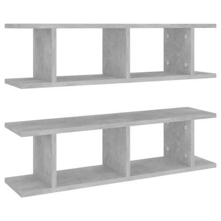 vidaXL Mensole a Parete 2 pz Grigio Cemento 75x18x20 cm in Multistrato