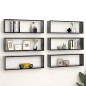vidaXL Mensole Parete a Cubo 6pz Nere 80x15x26,5cm Legno Multistrato vidaXL Mensole Parete a Cubo 6pz Nere 80x15x26,5cm Legno Multistrato