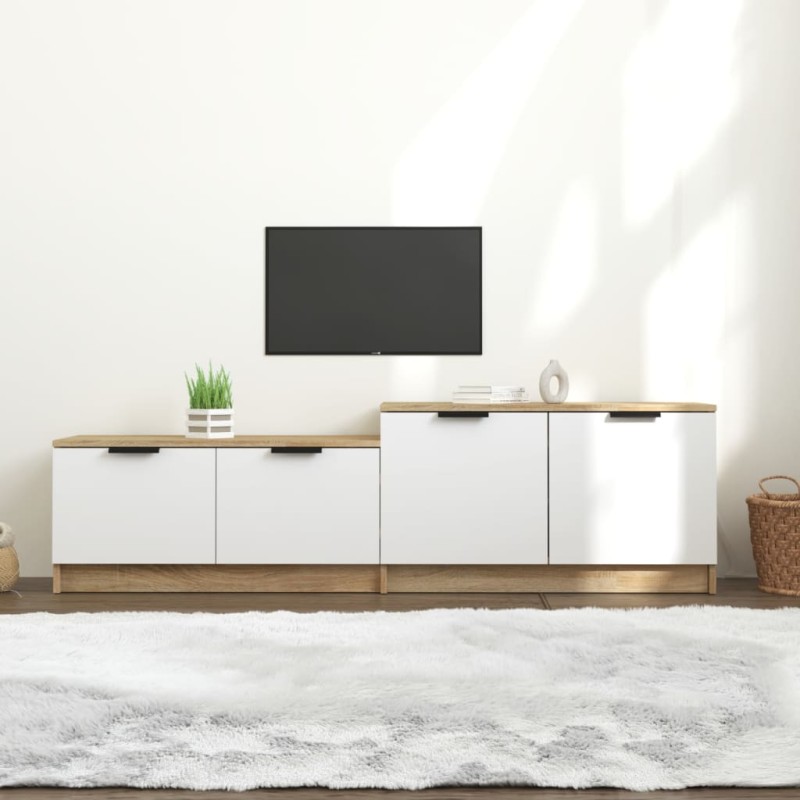 vidaXL Mobile TV Bianco Rovere Sonoma 158,5x36x45 cm Legno Multistrato vidaXL Mobile TV Bianco Rovere Sonoma 158,5x36x45 cm Legno Multistrato