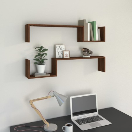 vidaXL Mensole a Muro 2 pz Rovere Marrone 100x15x20 cm in Multistrato