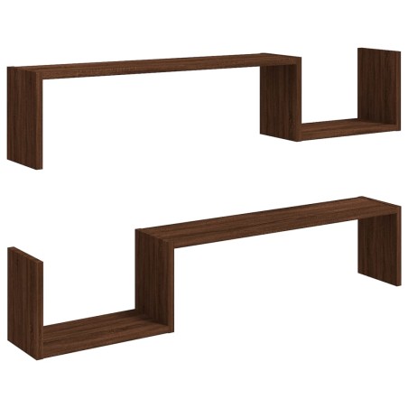 vidaXL Mensole a Muro 2 pz Rovere Marrone 100x15x20 cm in Multistrato
