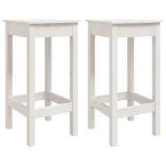 vidaXL Sgabelli da Bar 2 pz Bianchi 40x40x78 cm Legno Massello di Pino