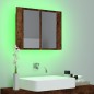 vidaXL Mobile a Specchio LED Rovere Fumo 60x12x45 cm Legno Multistrato