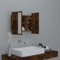 vidaXL Mobile a Specchio LED Rovere Fumo 60x12x45 cm Legno Multistrato