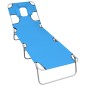 vidaXL Lettino Prendisole Pieghevole Poggiatesta Acciaio Blu Turchese vidaXL Lettino Prendisole Pieghevole Poggiatesta Acciaio Blu Turchese