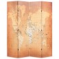 vidaXL Paravento Pieghevole 160x170 cm Stampa Mappa del Mondo Giallo vidaXL Paravento Pieghevole 160x170 cm Stampa Mappa del Mondo Giallo